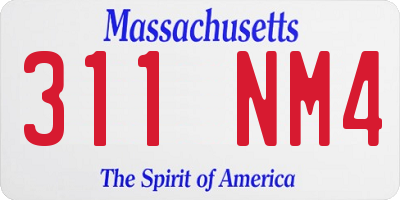 MA license plate 311NM4