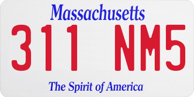 MA license plate 311NM5