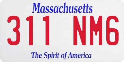 MA license plate 311NM6