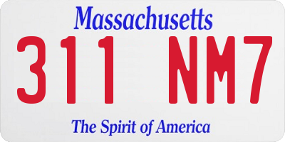 MA license plate 311NM7