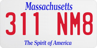 MA license plate 311NM8