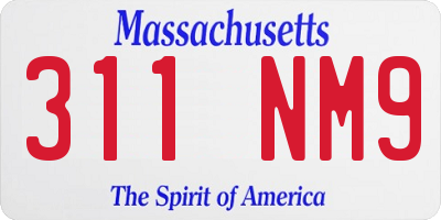 MA license plate 311NM9