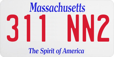 MA license plate 311NN2