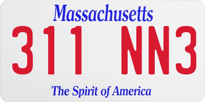 MA license plate 311NN3