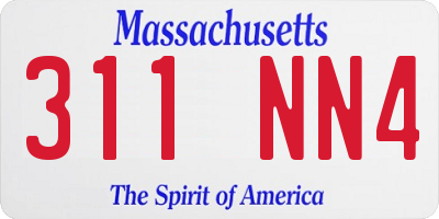 MA license plate 311NN4
