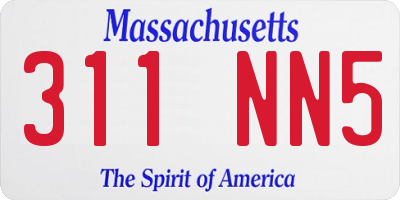 MA license plate 311NN5