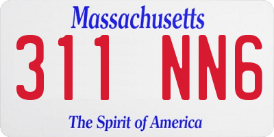 MA license plate 311NN6