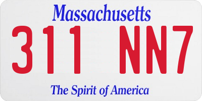 MA license plate 311NN7