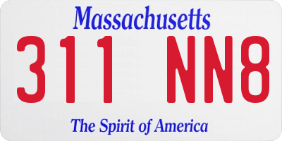 MA license plate 311NN8