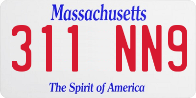 MA license plate 311NN9