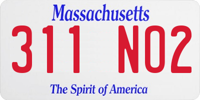 MA license plate 311NO2
