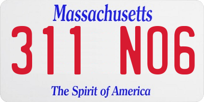 MA license plate 311NO6