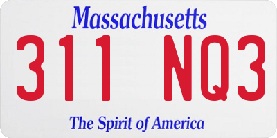 MA license plate 311NQ3