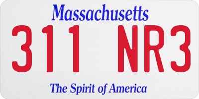 MA license plate 311NR3