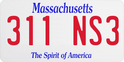 MA license plate 311NS3