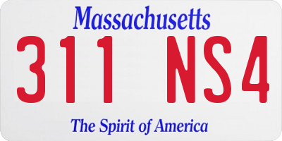 MA license plate 311NS4