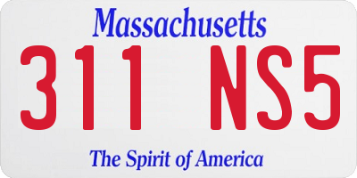 MA license plate 311NS5