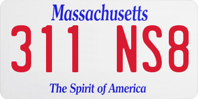 MA license plate 311NS8