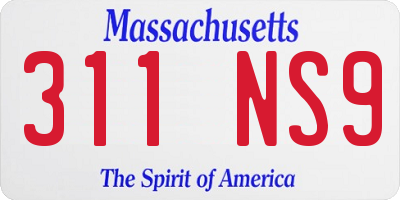 MA license plate 311NS9