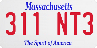 MA license plate 311NT3