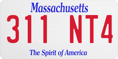 MA license plate 311NT4
