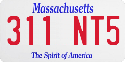 MA license plate 311NT5