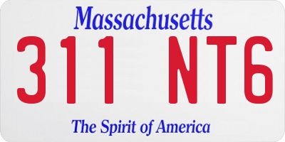 MA license plate 311NT6