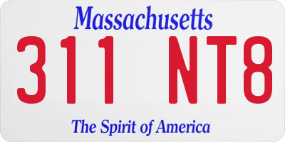 MA license plate 311NT8