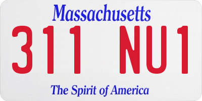 MA license plate 311NU1