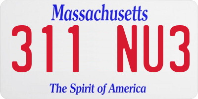 MA license plate 311NU3