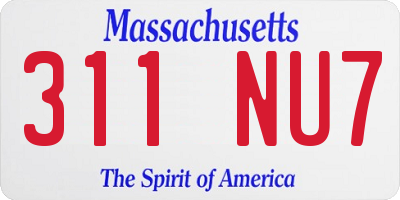 MA license plate 311NU7