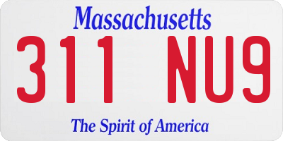 MA license plate 311NU9