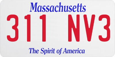 MA license plate 311NV3