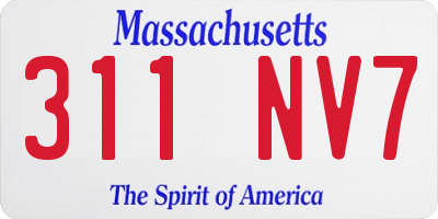 MA license plate 311NV7