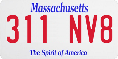 MA license plate 311NV8