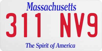 MA license plate 311NV9