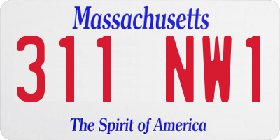 MA license plate 311NW1
