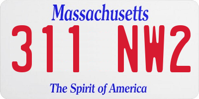 MA license plate 311NW2
