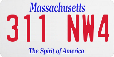 MA license plate 311NW4