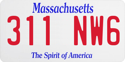 MA license plate 311NW6