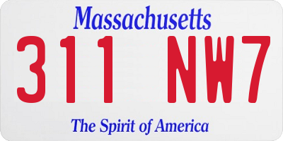 MA license plate 311NW7