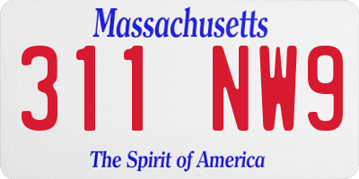 MA license plate 311NW9