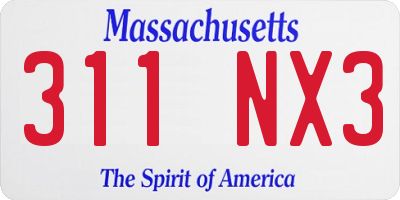MA license plate 311NX3