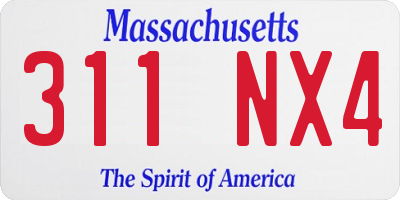 MA license plate 311NX4