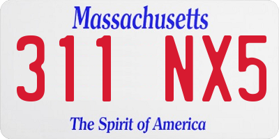 MA license plate 311NX5