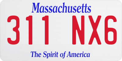 MA license plate 311NX6