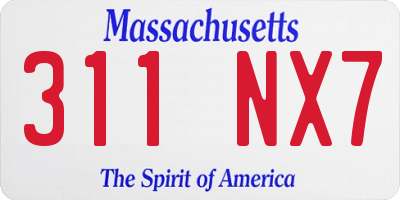 MA license plate 311NX7