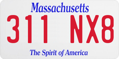 MA license plate 311NX8