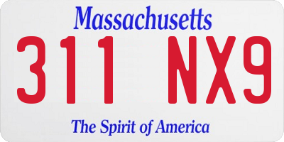 MA license plate 311NX9