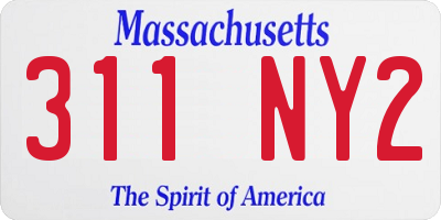 MA license plate 311NY2
